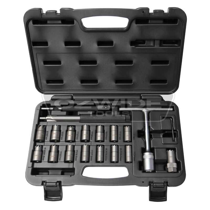 Universal Diesel Injector Seat Cutter and Reamer Set - 19 Pcs